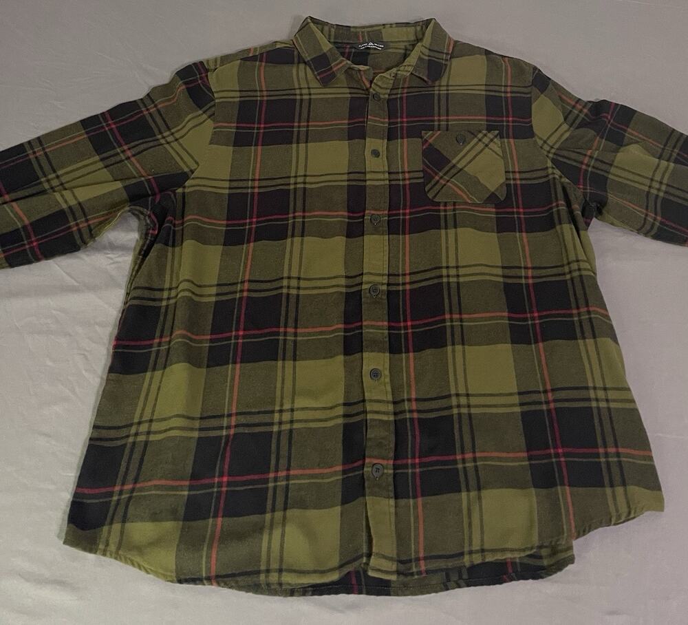 Alpine Design Mens 2XL Long Sleeve Brushed Flannel Shirt Tree Moss Plaid